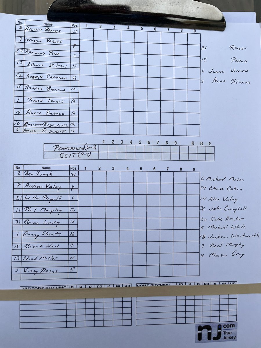 If you can read my chicken scratch, you’ve got starting lineups. @PennsaukenBB vs. @GCITAthletics, underway shortly.