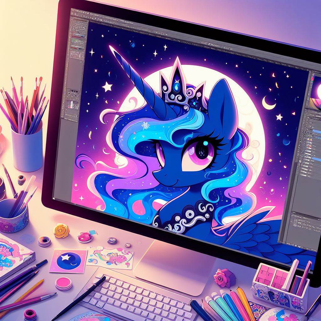 It doesn't matter if I'm the talented graphic designer Brony that I am, but my goals lead me to be creative to keep me going. Today is my day for all designers! FELIZ DIA DEL DISEÑADOR!

Image made with AI.
#Brony #PrincessLuna #MyLittlePony #DiaDelDiseñador #GraphicDesign