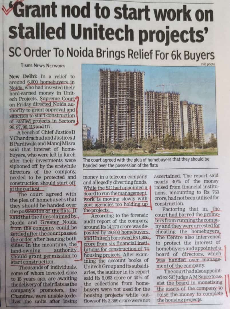 Supreme Court directs Noida-Greater Noida agencies to sanction revised plans by Unitech
Amicus curiae Pawanshree Agarwal said the order will benefit nearly 2000 flat buyers
Unitech’s former management, led by brothers Sanjay & AjayChandra face charges of cheating&money laundering
