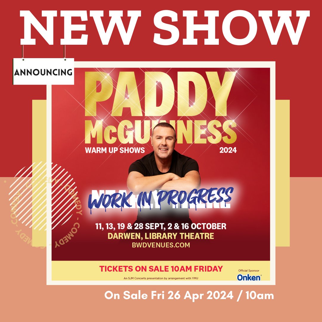📣ANNOUNCING @PaddyMcGuinness has today announced a host of intimate work in progress dates ahead of his first major stand up tour in over 8 years! 🗓️ON SALE FRIDAY 🗓 11, 13, 19, 28 Sept & 2, 16 Oct 2024 / 7:30pm 🎫 bwdvenues.com/whats-on/paddy…