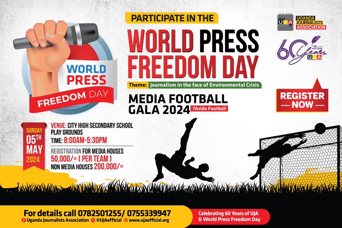 The @JudiciaryUG has registered, you too register for #UJAMediaFootballGala 2024 in commemoration of the World Press Freedom Day 2024 #WPFD #WPFD2024 #WorldPressFreedomDay @IMChallengeug @UPFMug @TeddyNambooze01 @JoelSsenyonyi @Parliament_Ug @AnitahAmong #UMWA #CHOUMA #EJAU