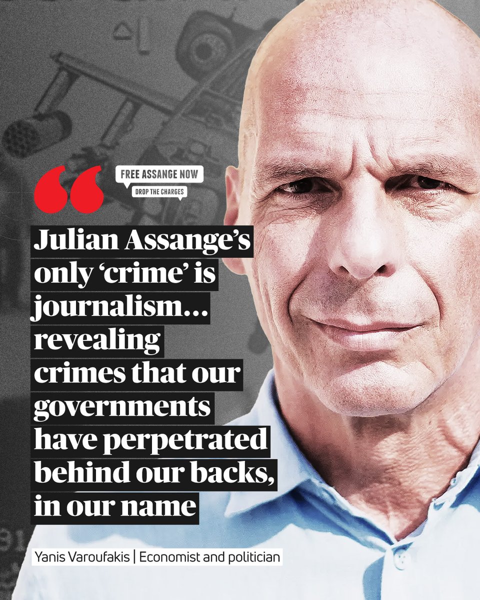 'Julian Assange’s only ‘crime’ is journalism... revealing crimes that our governments have perpetrated behind our backs, in our name.'—@yanisvaroufakis #FreeAssangeNOW #LetHimGoJoe