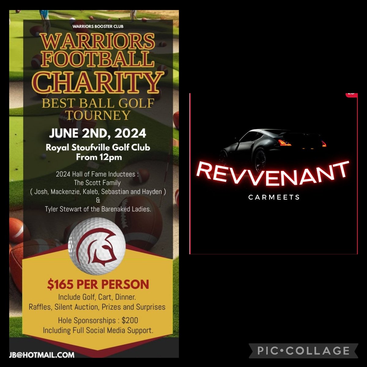 SPONSORSHIP ⚠️ Big thank you to the Revvenant Car-Meets for the sponsorship! Revvenant Car-Meets bring the Fast & Furious to life! Who's next? We still need 89 golfers, let's go! Contact: warriorsfootballboosterclub@hotmail.com