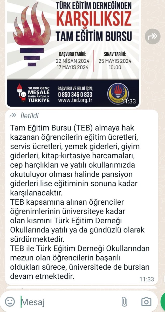 Türk Eğitim Derneğinden (TED) Karşılıksız tam eğitim bursu..lütfen yayalım sevgili dostlar..👇👇👇
