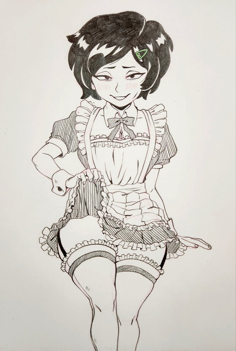 「Marcy wu is tempting wearing maid clothe」|검은목기린のイラスト