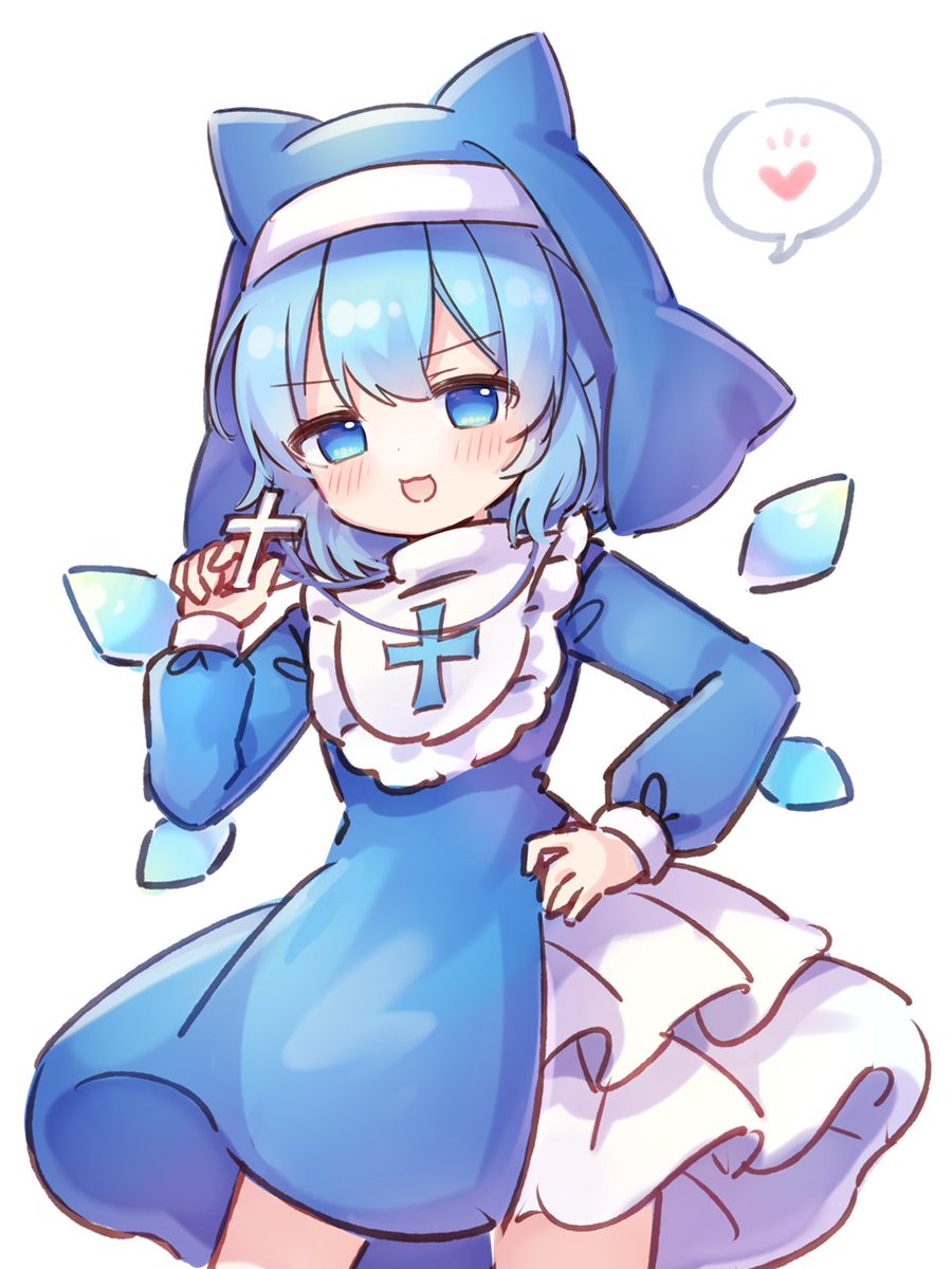 cirno 1girl solo looking at viewer blush smile open mouth short hair  illustration images