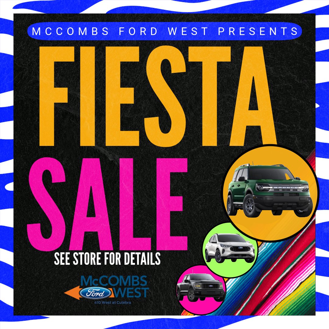 We have many incentives to help you ride into Fiesta in style! 
*0% For 60 months on 2023 Ford Escape, Bronco Sport, and Edge models! 
With approved credit*
For more information: 
 📌-7111 NW Loop 410, San Antonio, TX
 📲-(210)-509-1024
#FIESTA #SANANTONIO #MCCOMBSFORDWEST