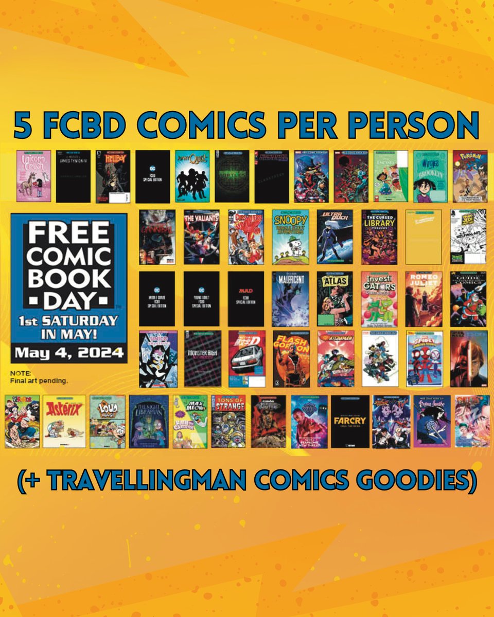 Free comic day is on the 4th of May! Each of ur stores will be doing a little something special to commemorate, and of course there will be free comics! Stay tuned for more details about what’s happening at each store - will we see you there?