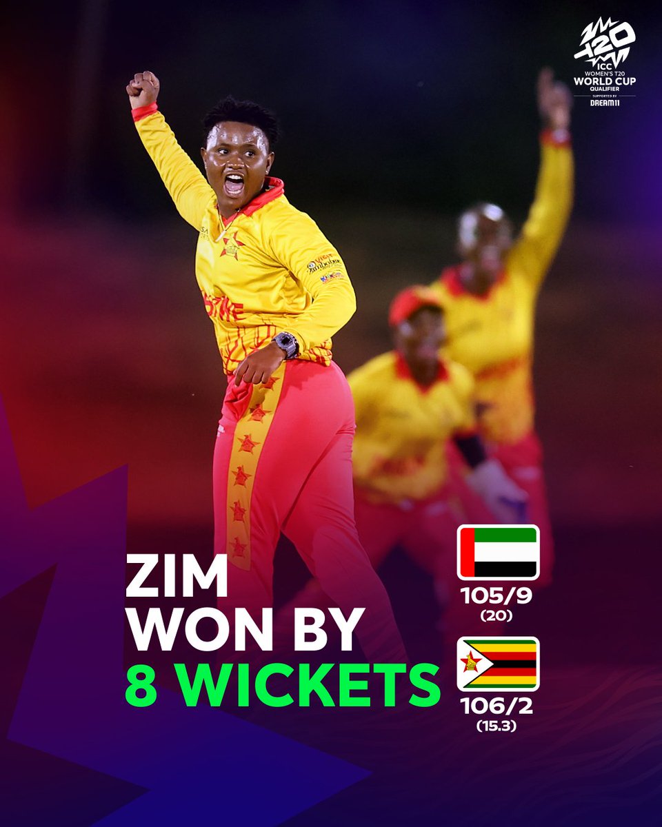 Zimbabwe put their campaign back on track with a comprehensive win over UAE 👏 Watch the ICC Women's #T20WorldCup Qualifier 2024 live and FREE on ICC.tv in selected territories, and on @FanCode in India and the subcontinent 📺