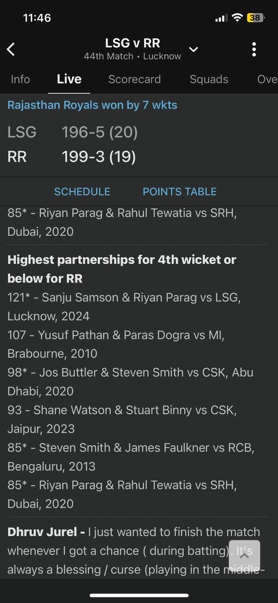 Jitss1313's tweet photo. @cricbuzz pls change to Jurel, 121 run partnership is between @IamSanjuSamson and @dhruvjurel21 not @ParagRiyan https://t.co/K1AMWOWJBZ