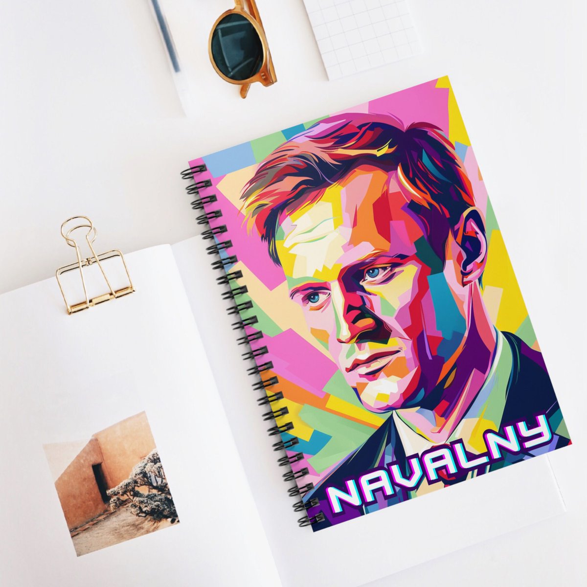 Alexei Navalny Spiral Notebook - Ruled Line, pop art style portrait tuppu.net/4f7b1579 #GiftIdeas #Artwork #GreetingCards #Politics