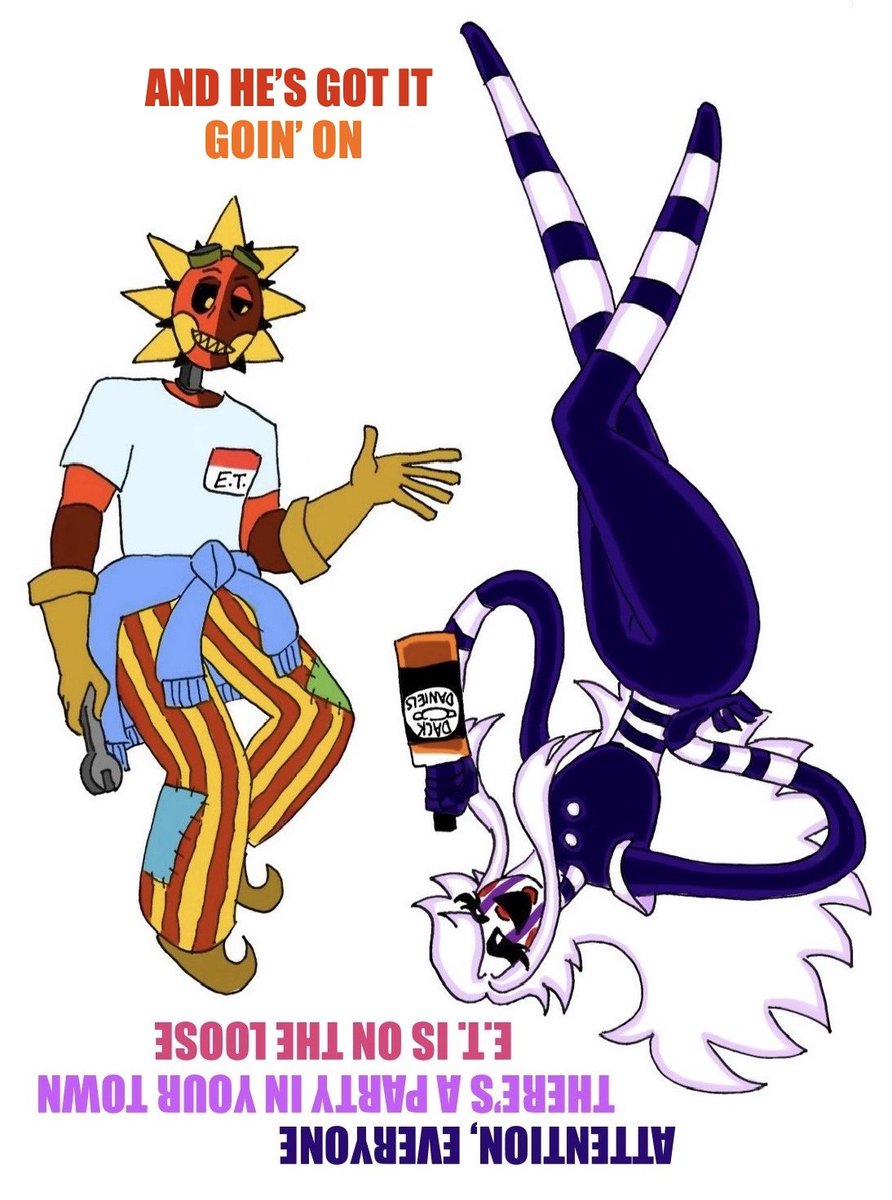 olliegrinding's tweet photo. ET is an alien and he is kinda spacey…
Dating your parole officer is fun especially when they’re an ET too and wants to party. This is how they pester him to loosen up.
#sunandmoonshow #montyandfoxyshow #sams #mgaf #Solarfanart #puppetfanart #solarxpuppet https://t.co/kNVhc3vZmu