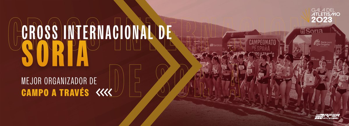atletismoRFEA's tweet photo. 🏆 Mejor organizador de Campo a través

👉🏼 Cross Internacional de Soria  👈🏼

🤩 Inolvidable la fiesta del cross que vivimos en el @CrossdeSoria junto al #CrossXclubes 

#PremiosRFEA2023 📺 https://t.co/W9lIaPhhVT https://t.co/FZ1yawFetq