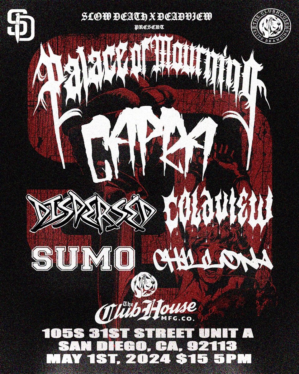 PoM__CA's tweet image. Next show with @Capraband at The Clubhouse MFG thanks to DEADVIEW and Slow Death.