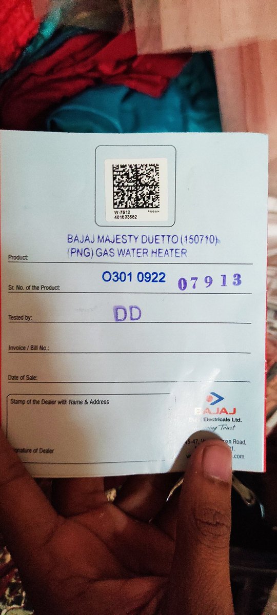 Buy a water gyeser of @BajajElectrical from @VijaySales surat in July 2023, with 2 year extended warranty, it's not working properly, there are many complain in past and same problem started again,