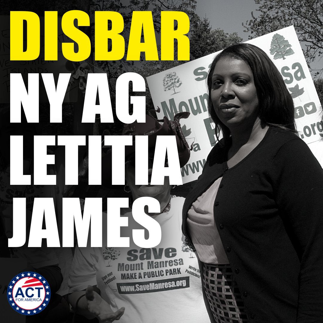 Disbar NY AG Letitia James! One of the most corrupt officials in New York, famous for her abuse of power.