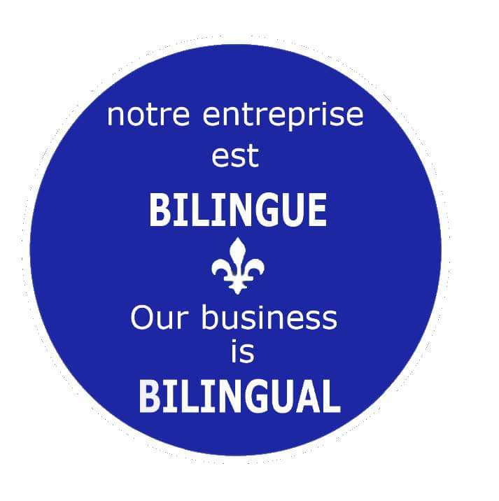 Le Mouvements des Bilingues, led by Steve Theberge, recommends smart businesses put these signs in their windows. 💕 Please share!