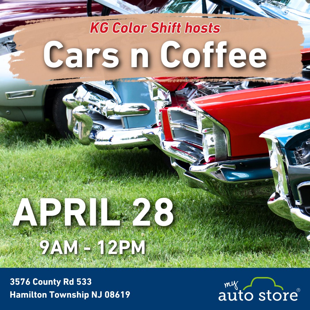 Tomorrow April 28, My Auto Store will be attending Cars n Coffee hosted by KG ColorShift. There will be a VIP Showcase, food, coffee, exotics and so much more!

#myautostore #nj #carmeet #autoparts #oemparts #usedparts #usedautoparts #genuineparts #usedcarparts #carparts #carshow