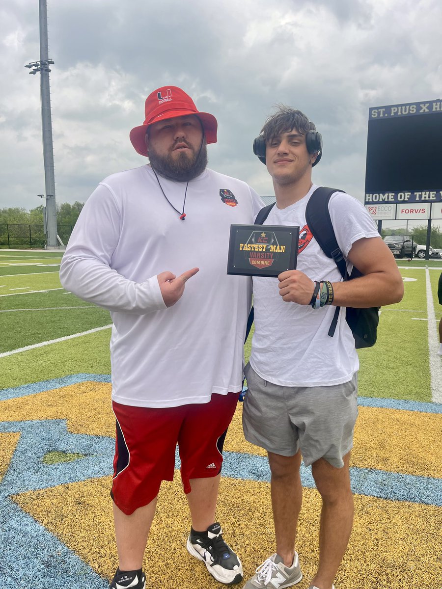 Also big S/O to @BostonCarrasco for running the fastest 40 “laser timed” 4.49 @Varsitycombine1 my man can fly!!! @recruit_unionfb