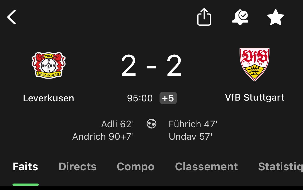 Quel match ! 🤯 Le Bayer Leverkusen reste invaincu de la saison grâce à un but de Amine Adli 🇲🇦 face à Stuttgart !