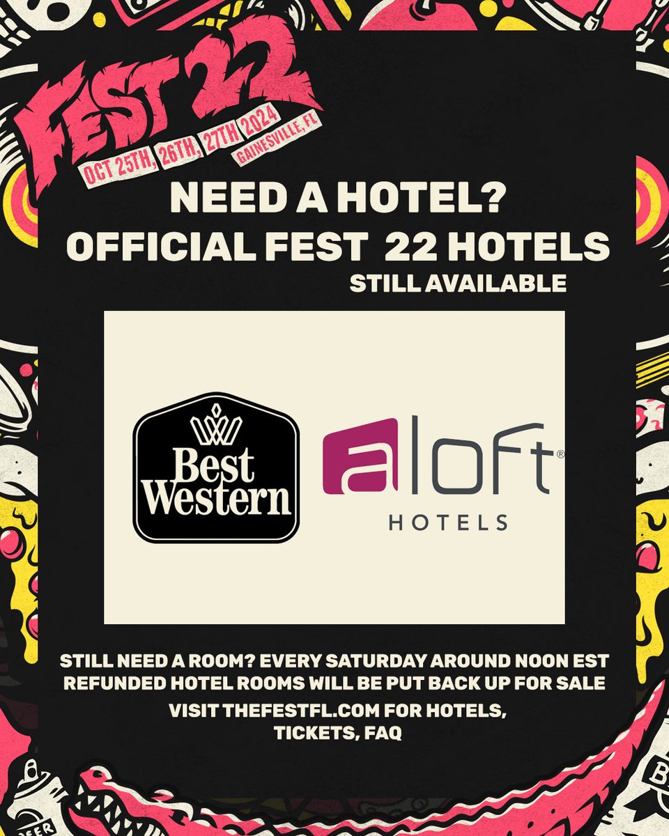 We still have hotels available for FEST 22! Thefestfl.com ✨🥳