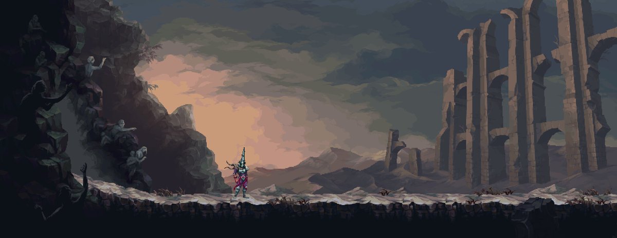 Ravine of the High Stones - Entrance, pixel art for Blasphemous II #pixelart #ドット絵 #Blasphemous2