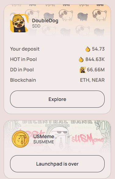 Hello friends,

We're participating in a new Meme coin launchpad on the Near Wallet - Mine Hot app. 🚀

🔥You can invest based on the amount of HOT you have.

I received $50 from the recent USMeme event, and I expect it to be over $100. 💰

Deposited $54 HOT on the $DD pool, what