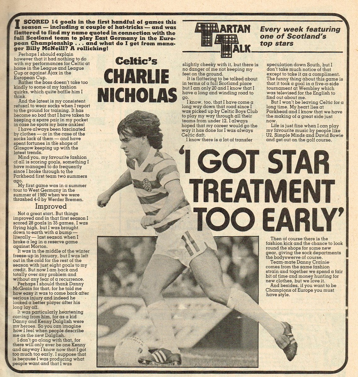 'I got star treatment too early' #CharlieNicholas #Celtic #TartanTalk #Shoot! 1982-10-16