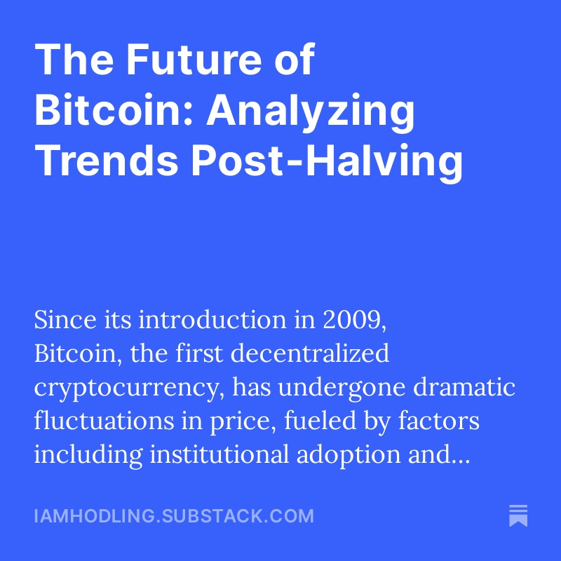 Analysts predict #Bitcoin price this post-halving cycle between $120k - $180k, and can go as high as $330k. Check out the latest #Crypto market trends:

iamhodling.substack.com/p/the-future-o…