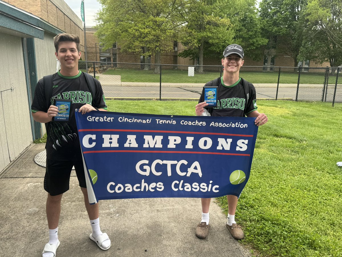 Coaches Classic Flight L court Runner Up. First Doubles: Lucas Neckel and Jackson Knauer from Harrison