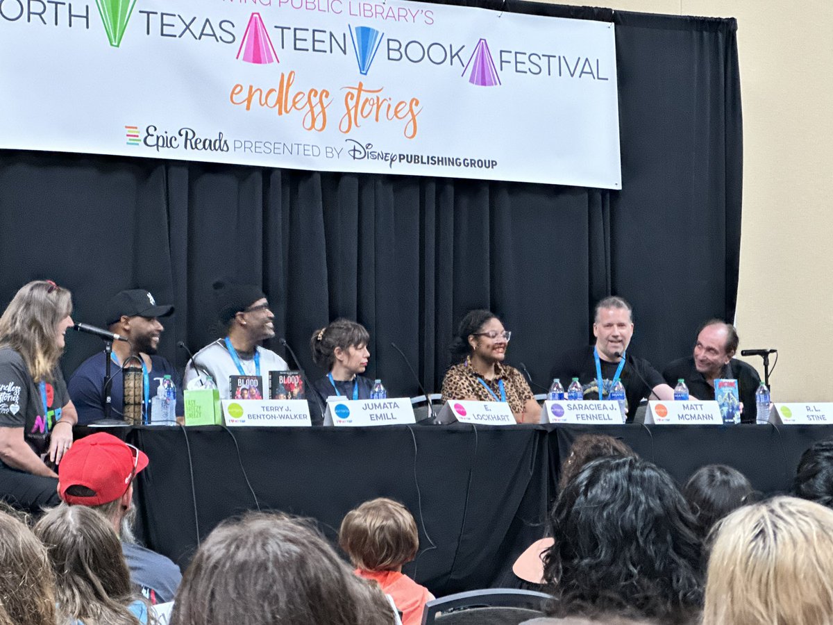 Getting to hear about thrill writing for youth and teens at  @IrvingTxCC with @RL_Stine and others at #NTTBF24 kind of gives you #Goosebumps