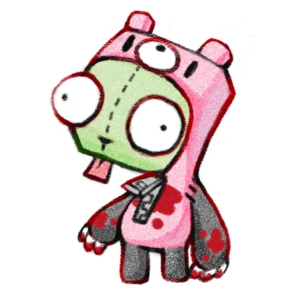 Gir in a gloomy bear onesie