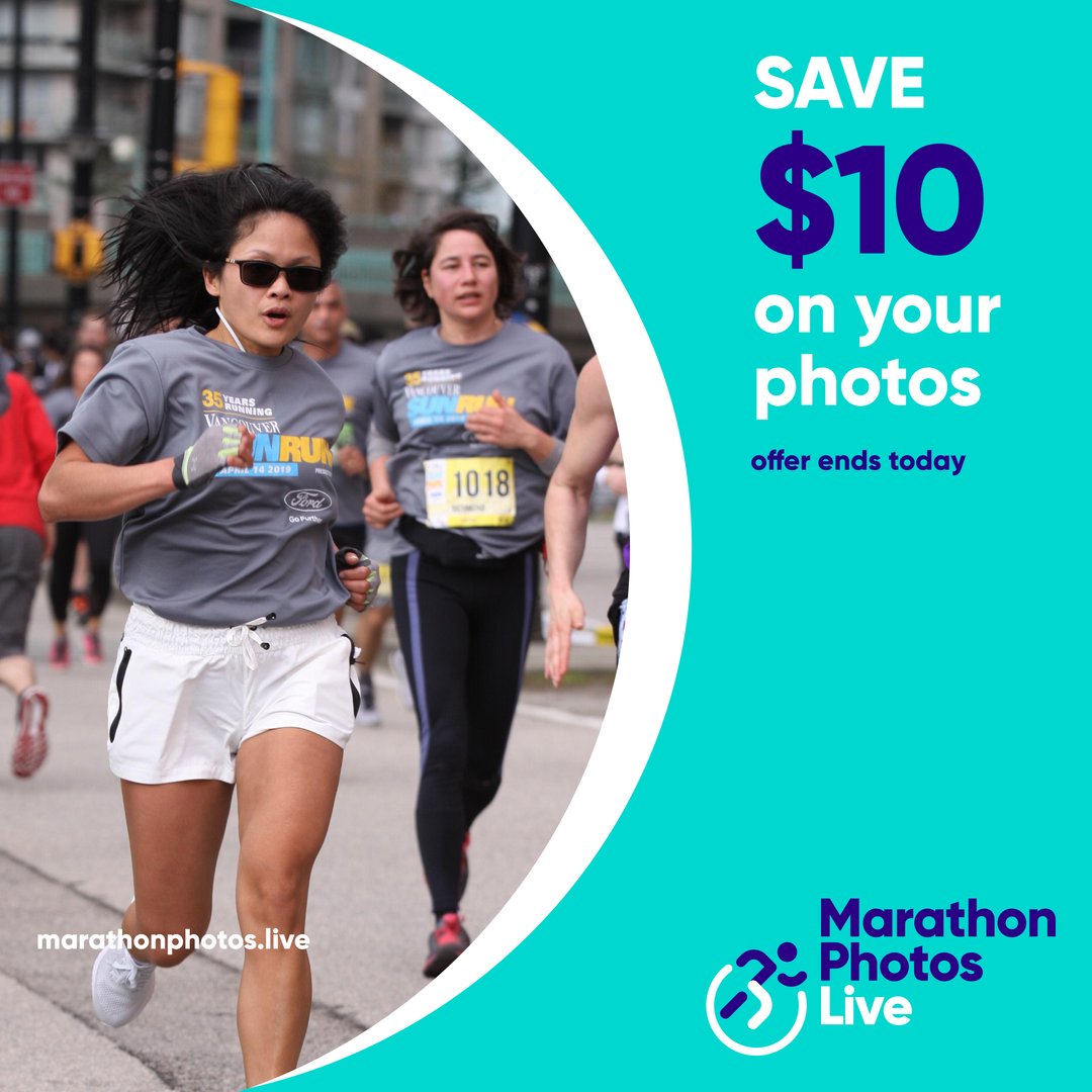Have you seen your photos from the 40th Anniversary #VanSunRun? Jump online to marathonphotos.live to see yours from Marathon Photos Live. Buy now and save $10 on your photo pack—the offer ends today!