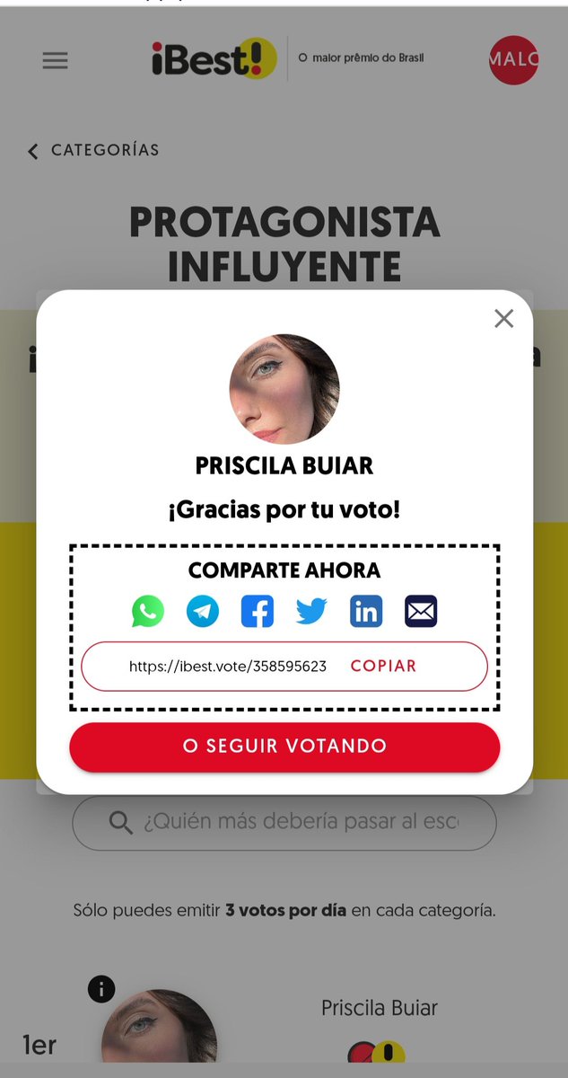<a href="/MarciaLena4/">Marcia.</a> 🚨  hacemos un llamado a todos los fans de Priscila Buiar  ustedes tienen la oportunidad de demostrar   el compromiso con  Buiar mantengan sus votaciones su energía   todos estamos trabajando para ella y todas deben hacer lo mismo. 💪🏽 vamos bandidas.