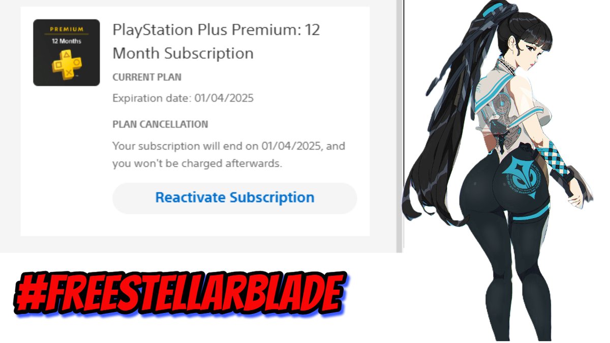 Just canceled my @PlayStation PLUS until they #FreeStellarBlade