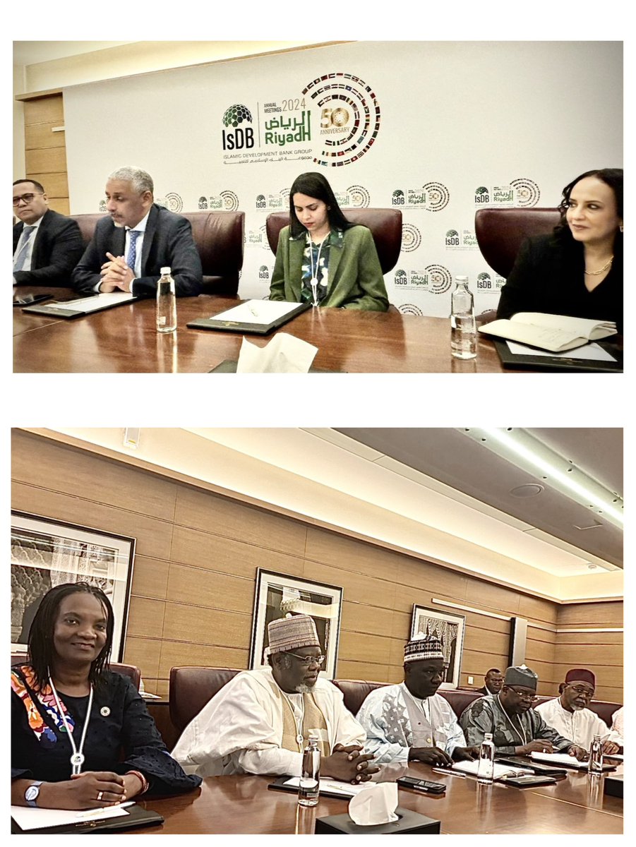 Fruitful meeting b/n H.E Sidi Ould Tah, Dir. General of #BADEA & H.E Alamine Ousmane Mey, Min. of Economy, Planning & Reg. Dev, joined by RR🇺🇳 @DeAissata & H.E Iya Tidjani, 🇨🇲Amb. to🇸🇦 They discussed areas of coop. 2 foster 🇨🇲Dev. & commended gains of ongoing BADEA projects in🇨🇲