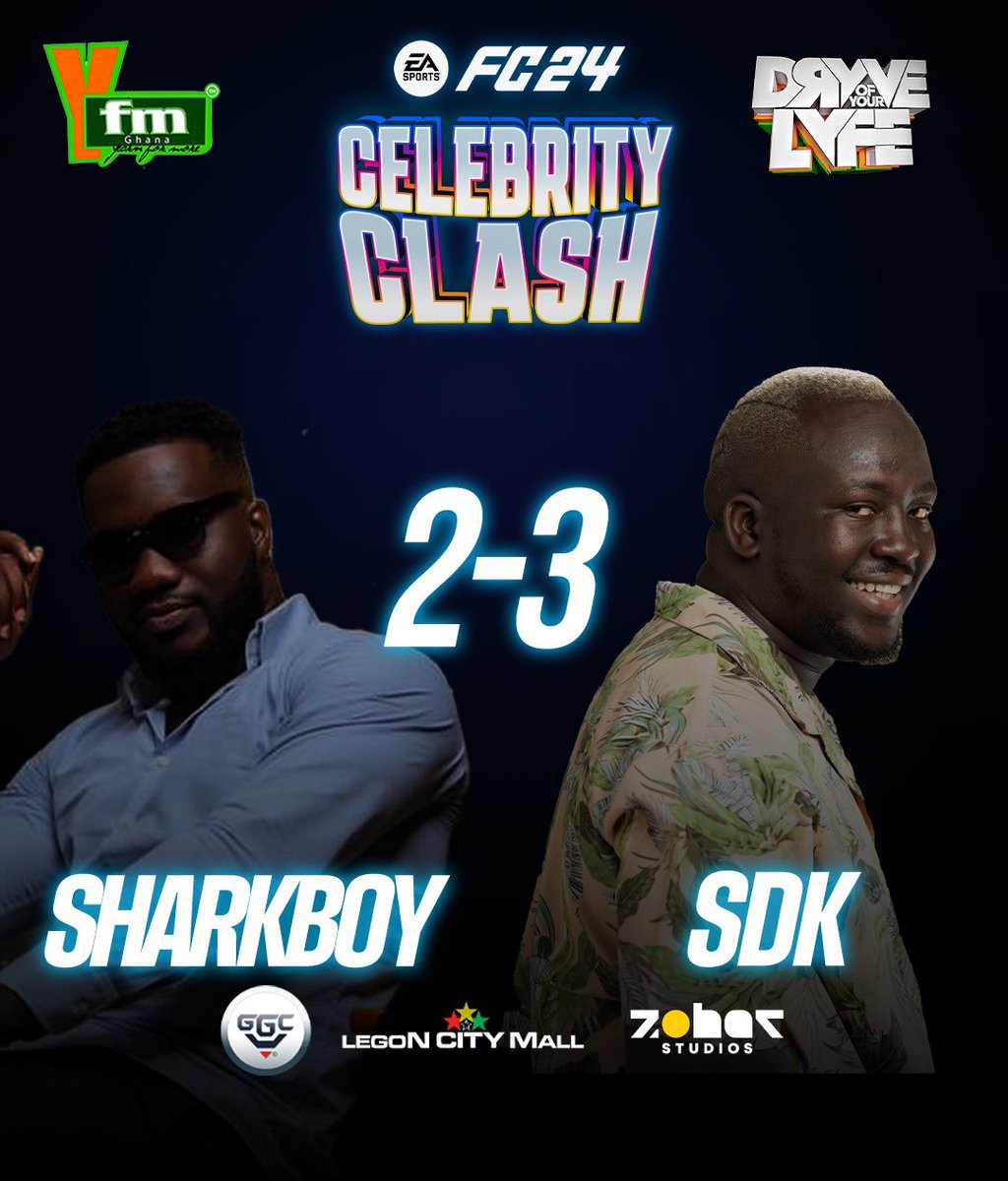 We had a “Battle of The Influencers” on our hands. And @sdkdele edged it 3-2 against @sharkboygh last night. Great match up for the #FC24CelebrityClash, brought to you by @Y1079FM & #TheDrYve, @ggcchannel , @ZoharStudios & @legoncitymall