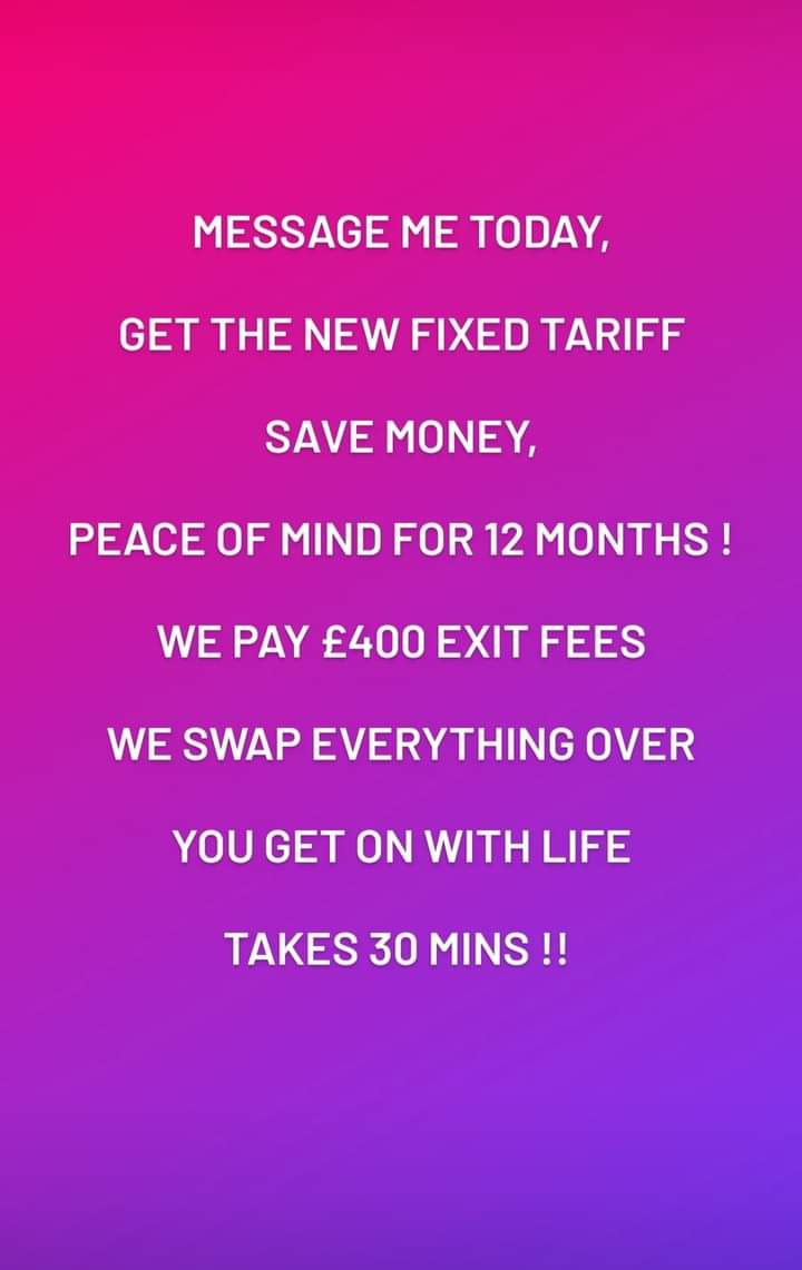 Hi 👋 #networkwiththrive 

With energy prices rising, lock in the UK's CHEAPEST Fixed Energy Tariff today (well, tomorrow 😂 🍻🍻)
07799 268213 📞 

#MHHSBD #firsttmaster