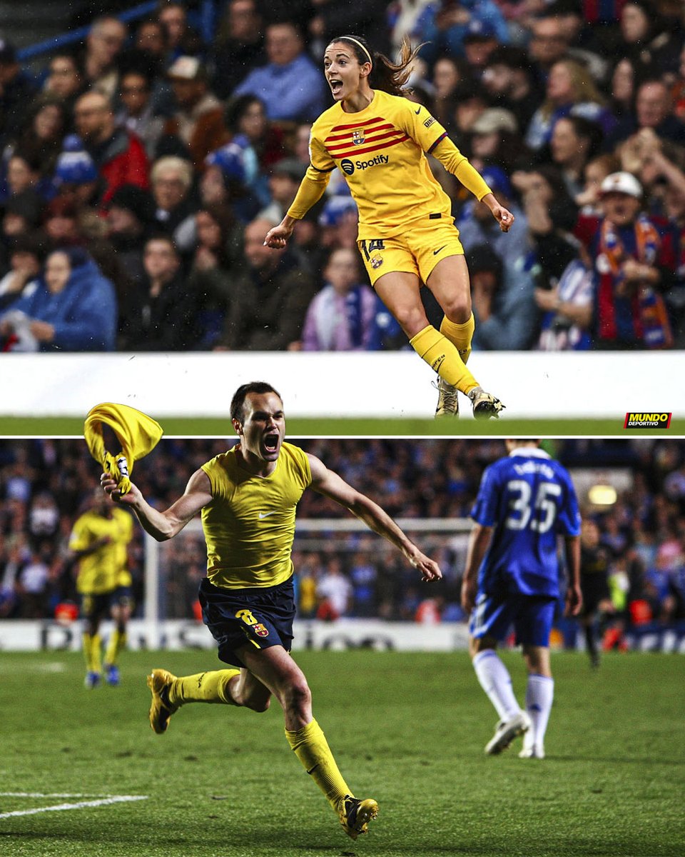 ✅ En semifinales de Champions 🏟️ En Stamford Bridge 🟡 De amarillo @AitanaBonmati 🤝 @andresiniesta8