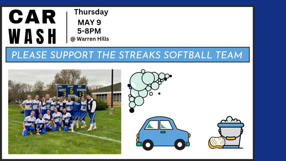 Car need a scrub? Streaks Softball Program can help you out!💙🥎⚡️🪣🫧🚗🫧 Share &amp; spread the word!