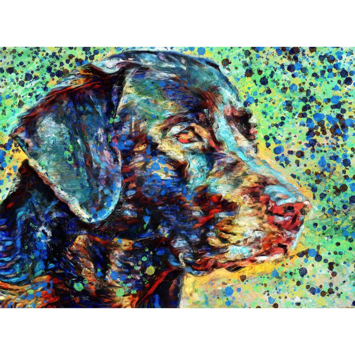 OscarJetson's tweet photo. Labrador Dog Painting Art Print, Abstract Colourful Labrador Abstract Dog Picture Gift Choice of Sizes Hand Signed Abstract Modern Art Print https://t.co/7PDHr8sL8K #Etsy #DogFishArtCo #LabradorGift https://t.co/VGqD1cJaZY