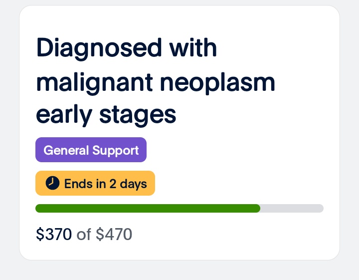 I’m RAISING  for Diagnosed with malignant neoplasm early stages. Can you help? $100 short of Goal 
🤠🇺🇸✌️ Made it Reasonable I understand the money situation 
God Bless you all 
paypal.com/pools/c/93LimA…