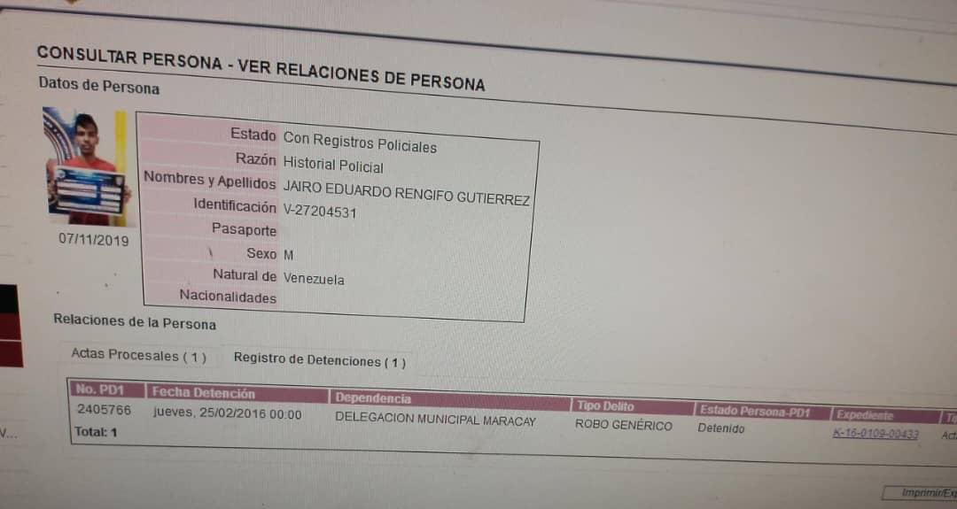 Efectivos de la #FANB efectuaron la aprehensión de un ciudadano identificado como Jairo Eduardo Rengifo Gutiérrez C.I.V-27.204.531 en el sector Cogoyal estado Aragua, perteneciente a la Banda El Flipper, implicado en el robo de material estratégico de la Termoeléctrica José Félix