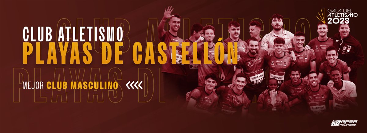 atletismoRFEA's tweet photo. 🏆 Mejor Club 2023

🏃🏼‍♂️Categoría masculina
👉🏼 CLUB ATLETISMO PLAYAS DE CASTELLÓN

🏃🏼Categoría femenina
👉🏼 CLUB ATLETISMO PLAYAS DE CASTELLÓN

Un año más: ¡Enhorabuena, @atletismoplayas!

#PremiosRFEA2023 📺 https://t.co/W9lIaPhhVT https://t.co/0mP2n5hgnT