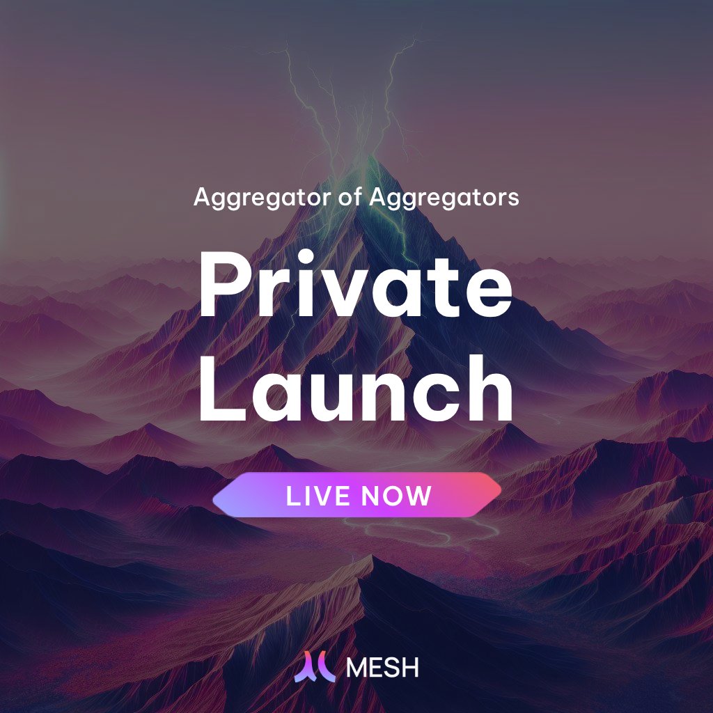 Mesh_Protocol's tweet image. Our private launch is live! We have sent emails to the private users with all the details on how to access the dApp. 
Go ahead and try out Mesh Aggregator of Aggregators dApp now 🚀
#MeshProtocol #Solana #DEX #DeFi