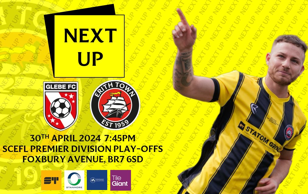 🏆 | SCEFL PLAY-OFFS

After today’s fixtures, our opponents for the SCEFL Play-Offs are confirmed as <a href="/glebefootball/">Chislehurst Glebe FC</a>, with the fixture being played next Tuesday 30th April 2024.

#WeAreDockers