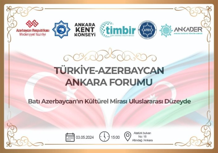 TİMBİR olarak Uluslararası çalışmalarda yer almaya devam ediyoruz. Azerbaycan Kültür Bakanlığı, Azerbaycan Türkiye Evi ve Türk İnternet Medya Birliği’nin (TİMBİR) birlikte düzenleyeceği ‘Türkiye Azerbaycan Ankara Forumu’ 3 Mayıs Cuma günü Saat 15.00'te Ankara Kent Konseyi'nde…