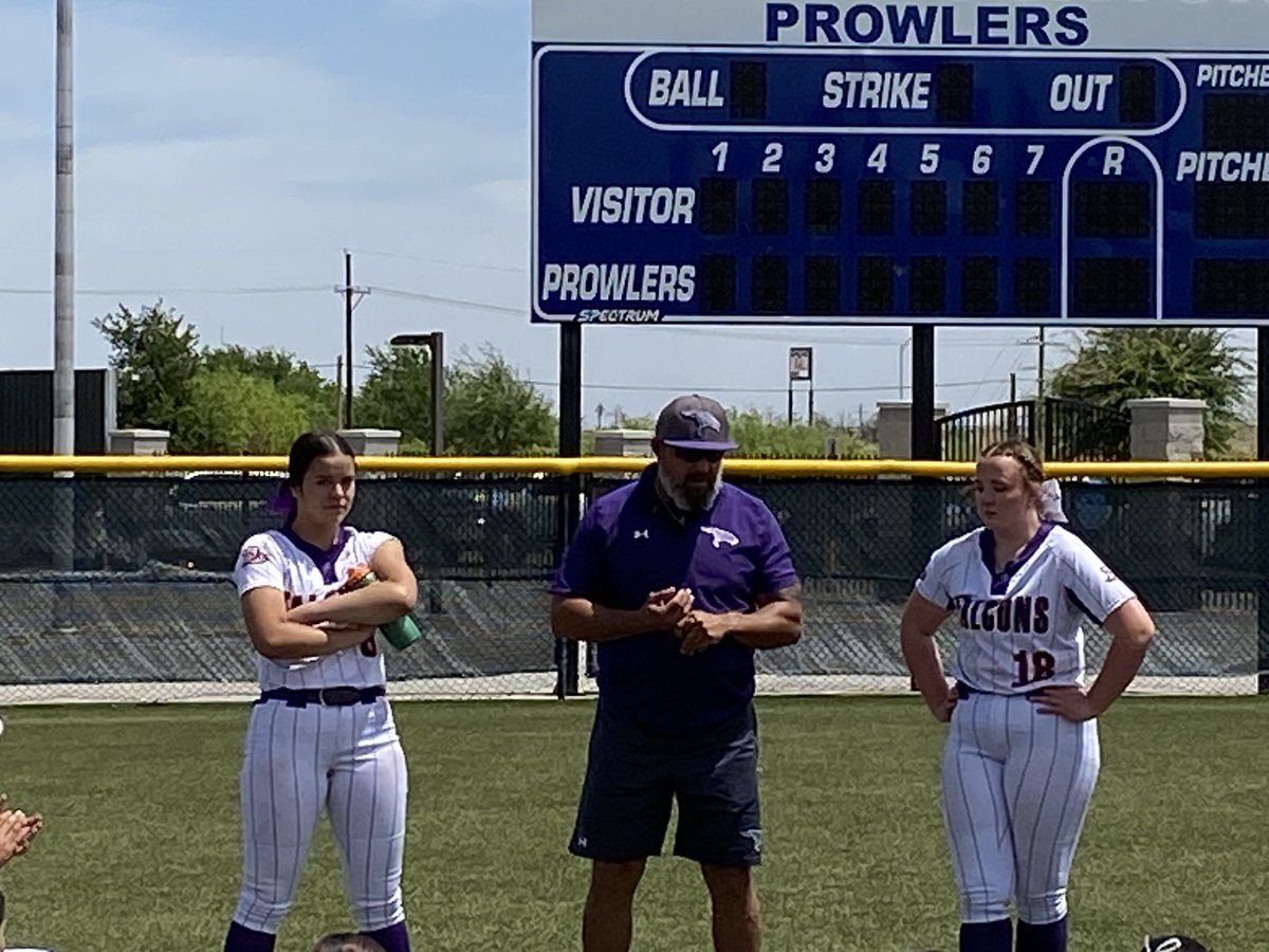 ⁦@EastlakeSoftba1⁩ season comes to an end today. What a game for these young ladies. Ty to these 2 ⁦@_AndreaApo35⁩ / ⁦@TomiParham_2024⁩ for their 4 years of blood sweat and tears. Look out next season. Falcons will look TO SOAR. Good job coaches. 🟣🟠⚪️🥎