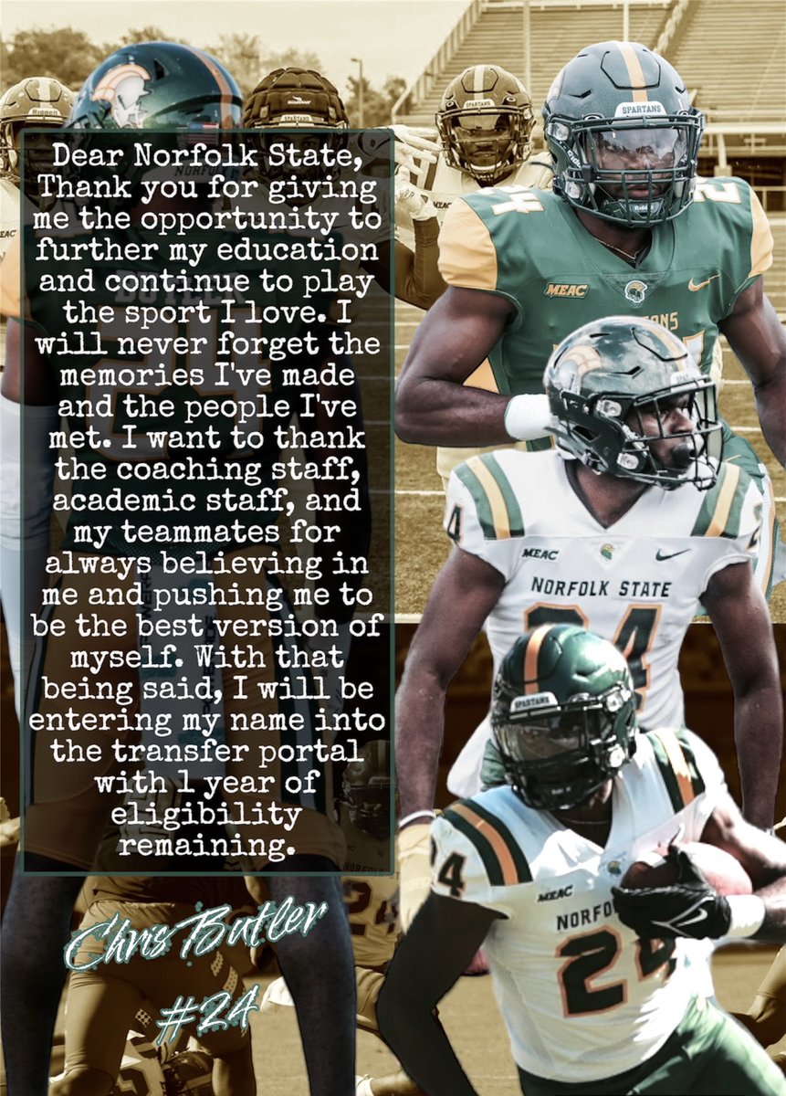 ainthat_chris's tweet photo. Thank you Norfolk State University for the opportunity. I’m opening up my recruitment as a grad transfer with 1 year of eligibility left! https://t.co/SNCzgjVaVy