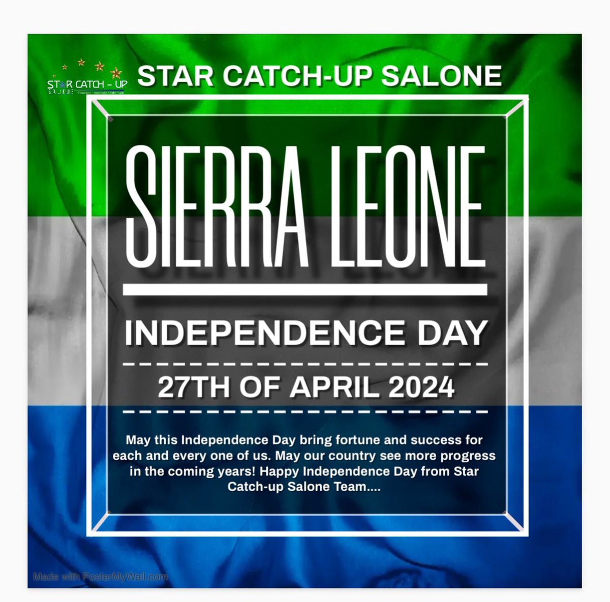 starcatchupsl's tweet photo. Happy 63rd Independence, Sierra Leone. 🙌 https://t.co/SpWAJrxRWt